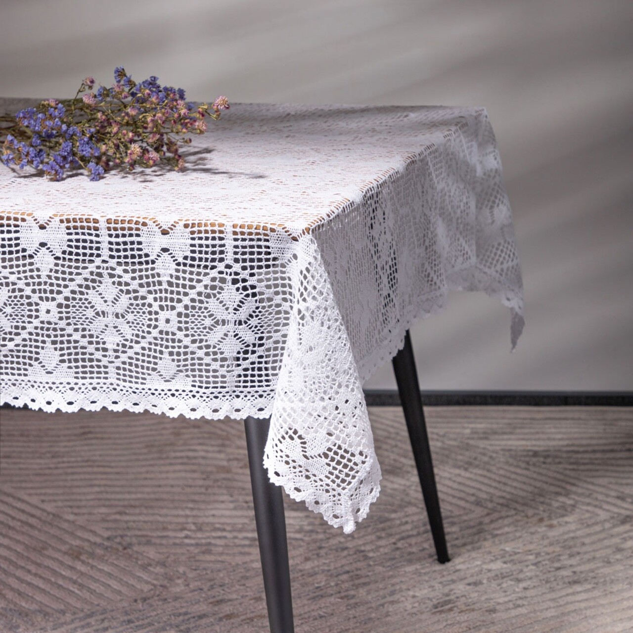 Fata de masa Crochet, Homla, 130x170 cm, bumbac/poliester, alb - imagine 4